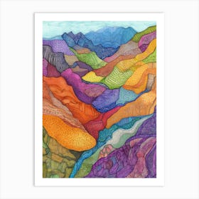 Colourful Mountain Illustration Poster Art Print 14 Art Print