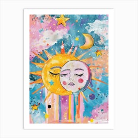 Sun And Moon eclips Art Print