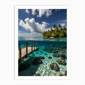 Underwater Coral Reef In The Maldives Art Print