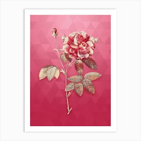 Vintage French Rose Botanical in Gold on Viva Magenta n.0700 Art Print