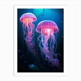 Sea Nettle Jellyfish Neon Illustration 2 Art Print