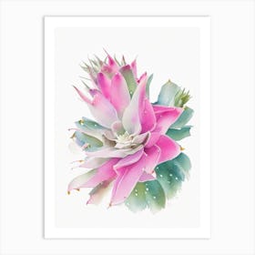 Christmas Cactus Pastel Watercolour Art Print