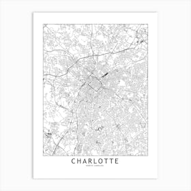 Charlotte White Map Line Art Print