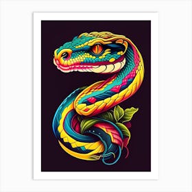 Sumatran Pit Viper Snake Tattoo Style Art Print
