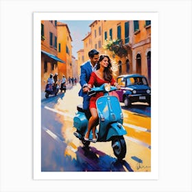 Vespa Lovers Art Print