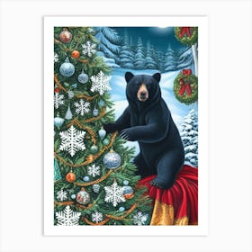 William Morris Christmas Bear Art Print