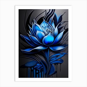 Blue Lotus Graffiti 2 Art Print