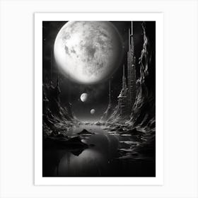 Interstellar Voyage Abstract Black And White 11 Art Print