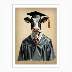 Graduation Cow Canvas Print 1 Art Print