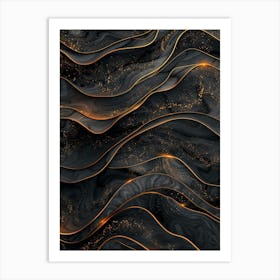 Abstract Gold And Black Background Art Print