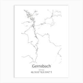 Gernsbach,Germany Minimalist Map Art Print