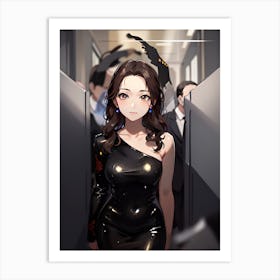 Anime Girl In Black Dress Art Print