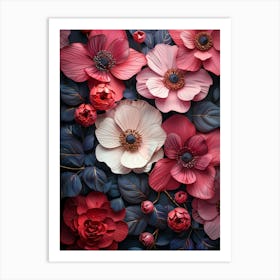 Flowers On A Dark Background Art Print