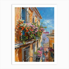 Balcony View Painting In Malaga 2 Art Print