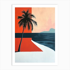 Palm Tree On The Beach, Minimalism Art Print