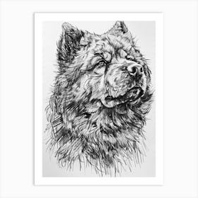 Chow Chow Dog Line Sketch 1 Art Print