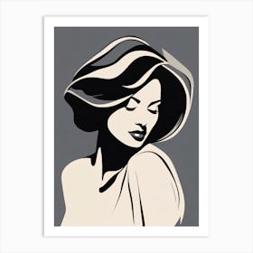 Chic Woman with Bob Haircut Art Print