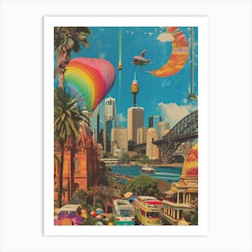 Sydney   Retro Collage Style 2 Art Print