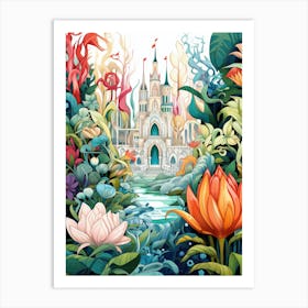 Lotusland Usa Garden Modern Illustration 1 Art Print