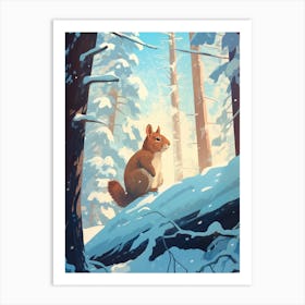 Winter Gray Squirrel 3 Illustration Art Print