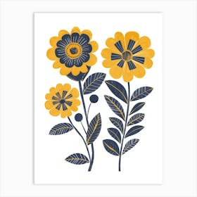Yellow And Blue Flowers 3 Art Print