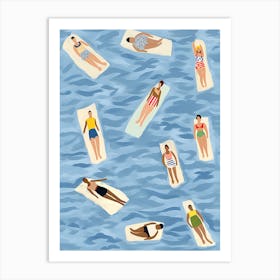 People Laying In The Water Art Print