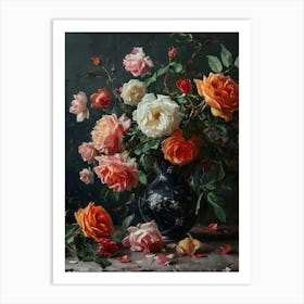 Baroque Floral Still Life Rose 4 Art Print