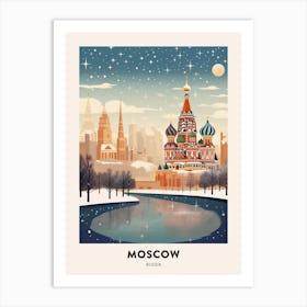 Winter Night  Travel Poster Moscow Russia 1 Art Print