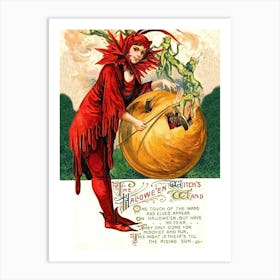 Halloween Witch With Magic Wand And A Poem Art Print