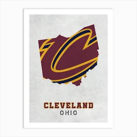 Cleveland Cavaliers Cleveland Ohio State Map Art Print