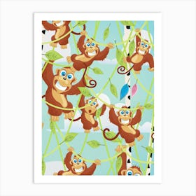 Monkeys In The Jungle Art Print