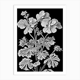 Wild Geranium Wildflower Linocut 2 Art Print