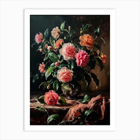 Baroque Floral Still Life Camellia 2 Art Print
