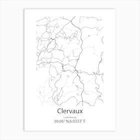 Clervaux,Luxembourg Minimalist Map Art Print