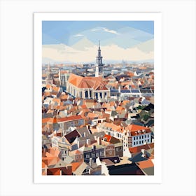 Brussels, Belgium, Geometric Illustration 1 Art Print