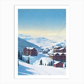 Åre, Sweden Vintage 3 Skiing Poster Art Print