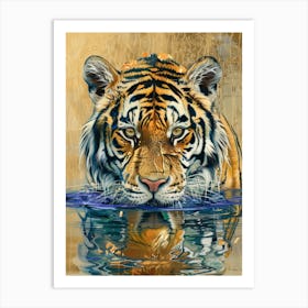 Tiger In Water Art Print