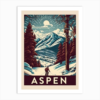Aspen Vintage Travel Poster Art Print