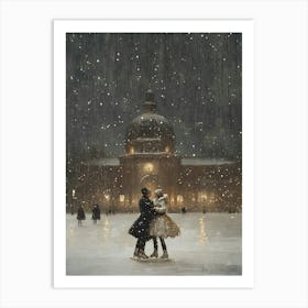 Ice Skating In The Snow Art Print