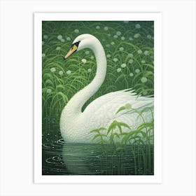 Ohara Koson Inspired Bird Painting Swan 1 Art Print