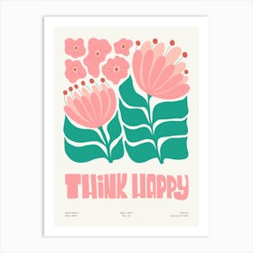 Pink Tulips Think Happy Flower Market Matisse Style Art Print