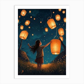 Lanterns In The Sky 2 Art Print