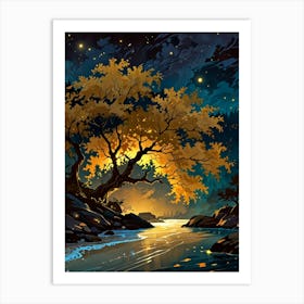 Night In The Forest 3 Art Print