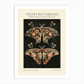 Velvet Butterflies Collection Nocturnal Butterfly William Morris Style 6 Art Print