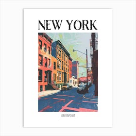 Greenpoint New York Colourful Silkscreen Illustration 3 Poster Art Print