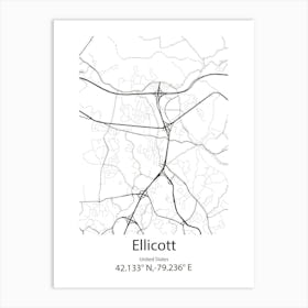 Ellicott City,United States Minimalist Map Art Print