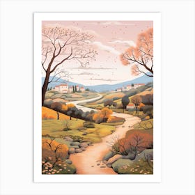 Camino De Santiago Spain 4 Hike Illustration Art Print