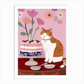 Cat And A Trifle Cake 3 Art Print