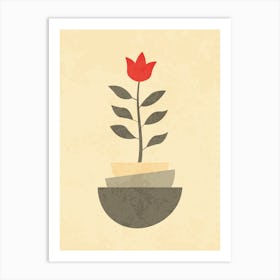 Vintage Botanical Design - Minimalist Abstract Flower Art Art Print