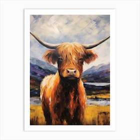 Close Impressionism Style Painting Of Highland Cow Art Print